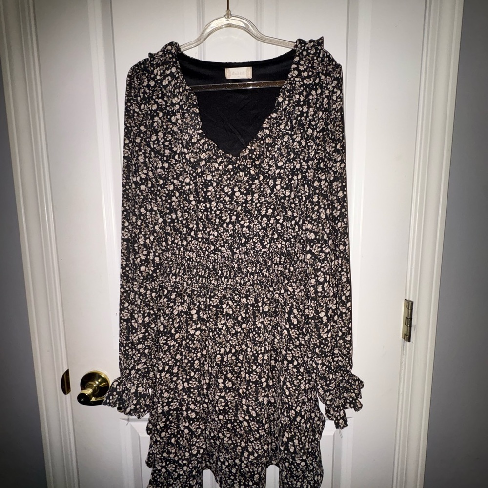 Altar'd State Black and White Floral Midi Dress